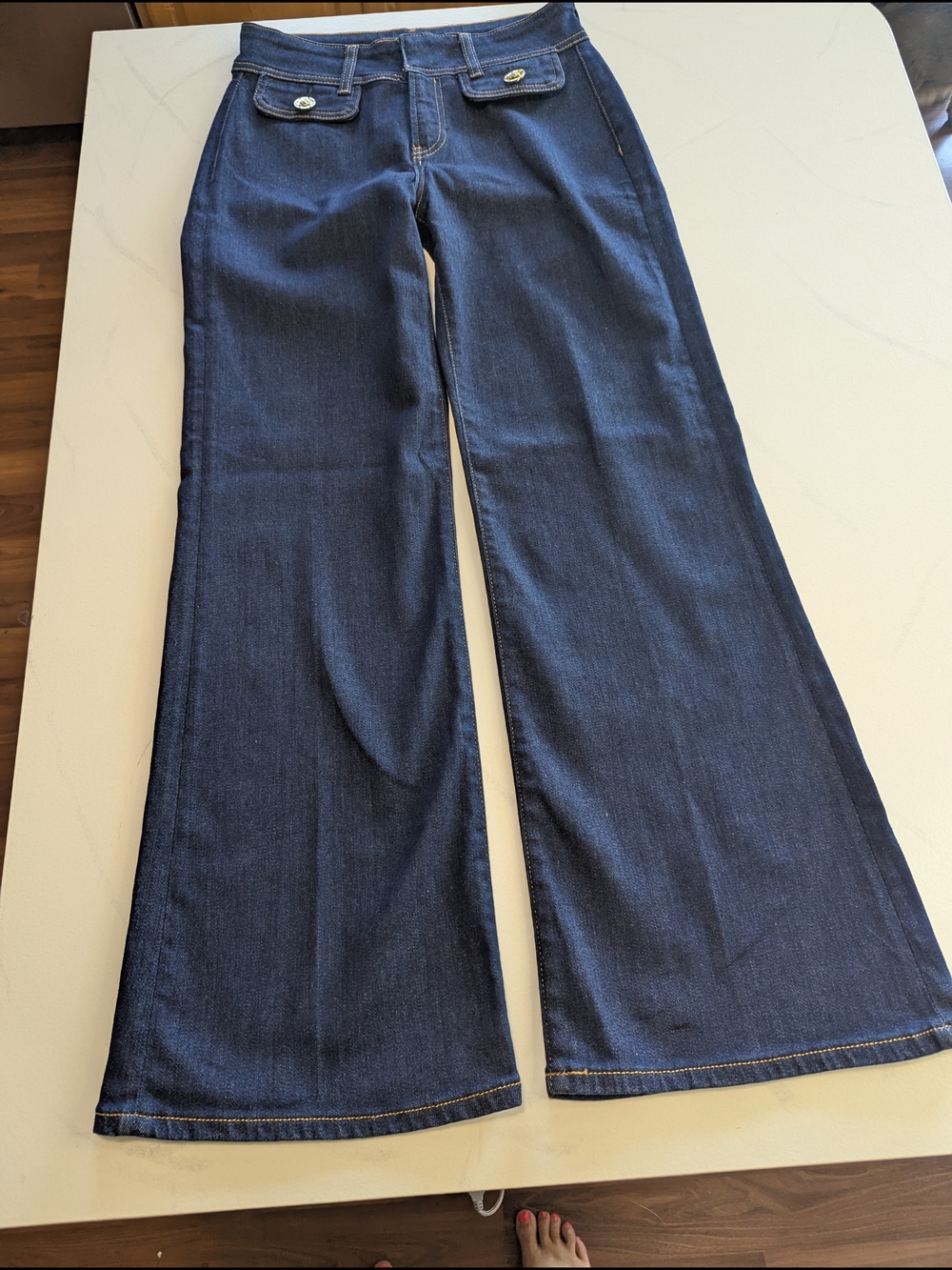 GUESS Ava Dark Rinse Wide‎ Leg Y2K Sailor Trouser Jeans - Size 28